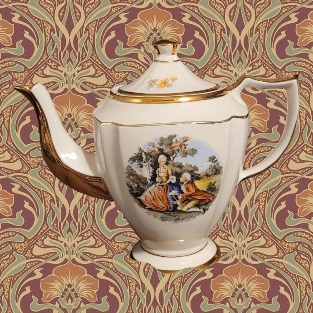 Vintage Teapot with Gold Trim